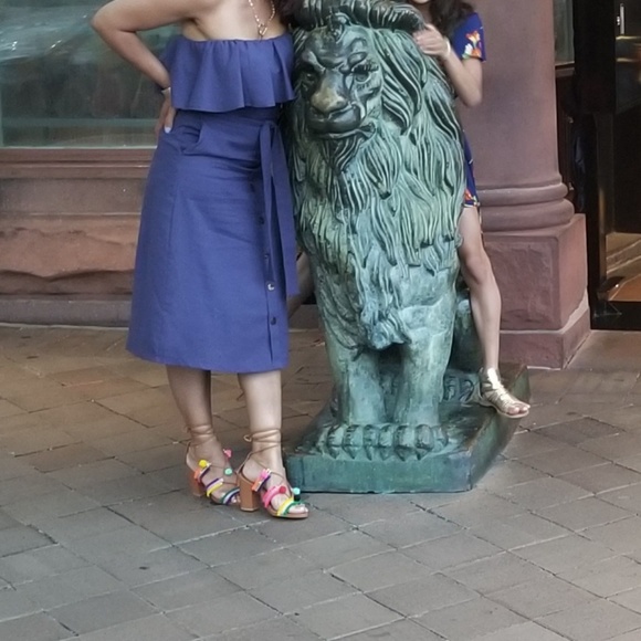 Off Shoulder Navy Dress - Picture 3 of 4